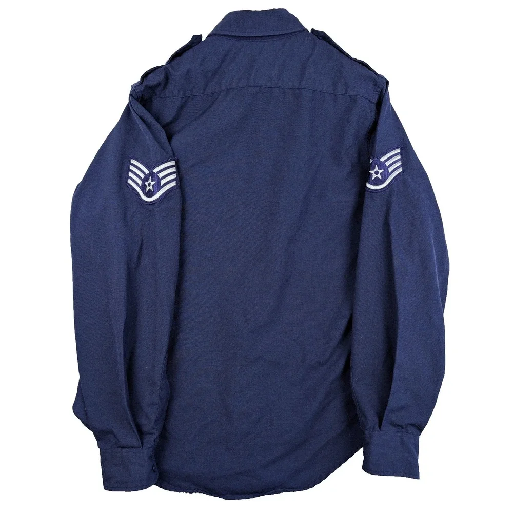VTG 1972 US Air Force Enlisted Blue Shirt Tech Sergeant E-6 Patches Vietnam Era